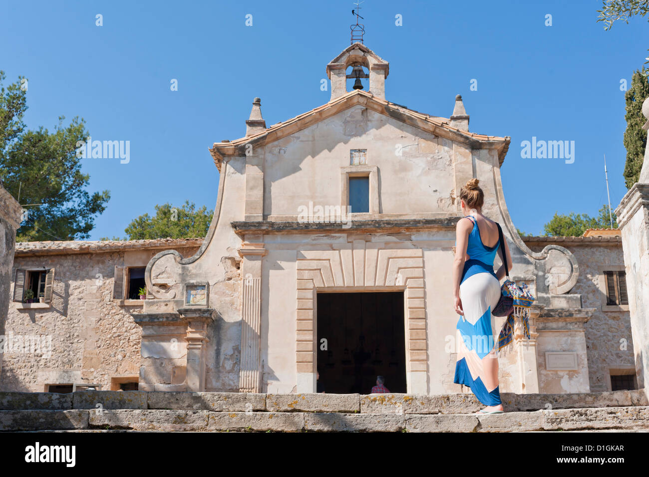 La cappella Calvari, Pollenca, Tramuntana, Maiorca, isole Baleari, Spagna, Europa Foto Stock