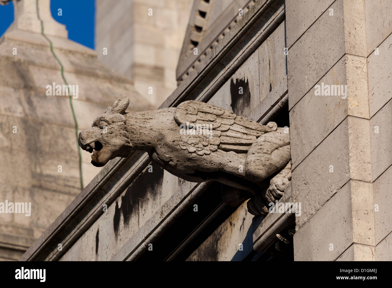 Gargoyle nella chiesa del Sacré Coeur, Montmartre, Parigi, Francia Foto Stock