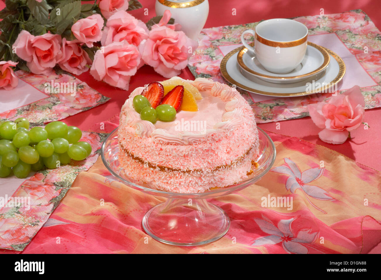 La torta di fragole Foto Stock