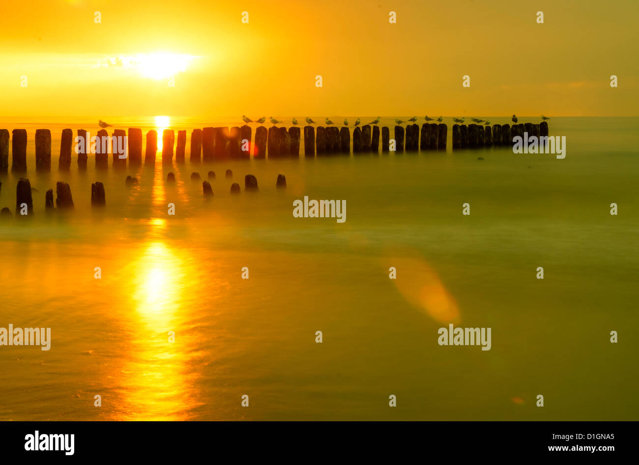 Colorato tramonto al mare Baltico Foto Stock