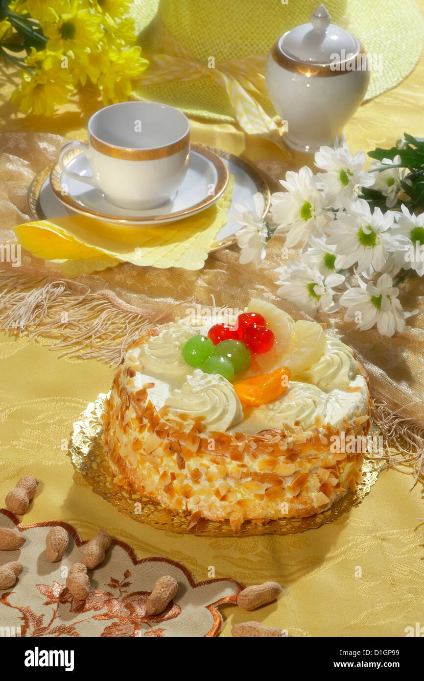 Crema vaniglia torta Foto Stock