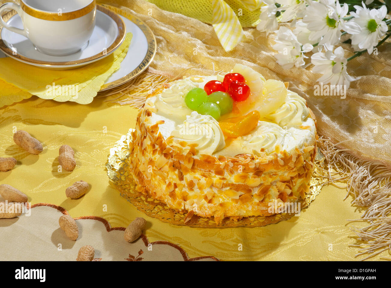 Crema vaniglia torta Foto Stock