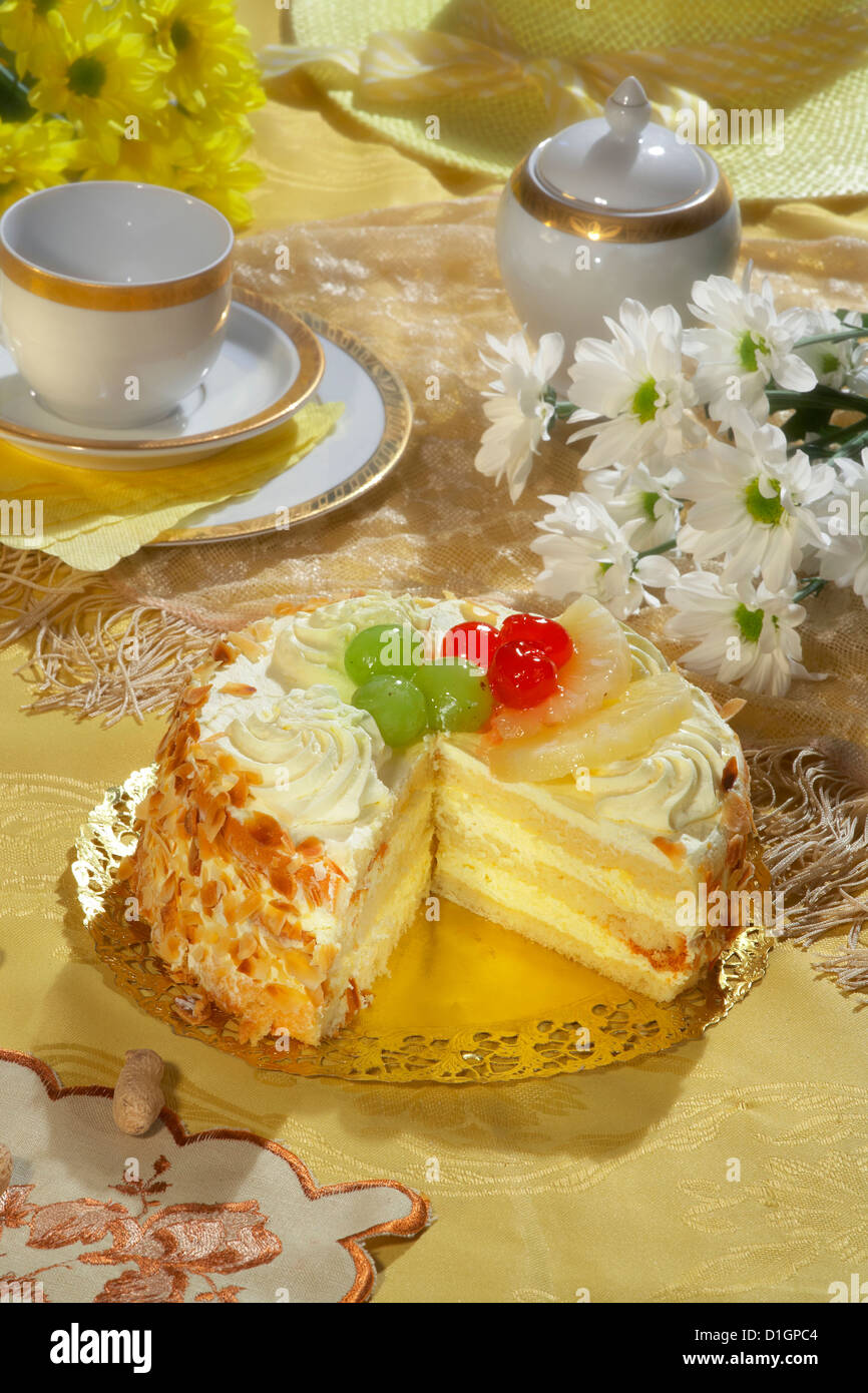 Crema vaniglia torta Foto Stock