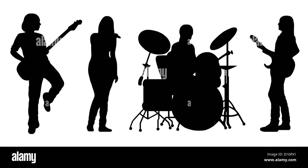 Banda di canto silhouette Foto Stock