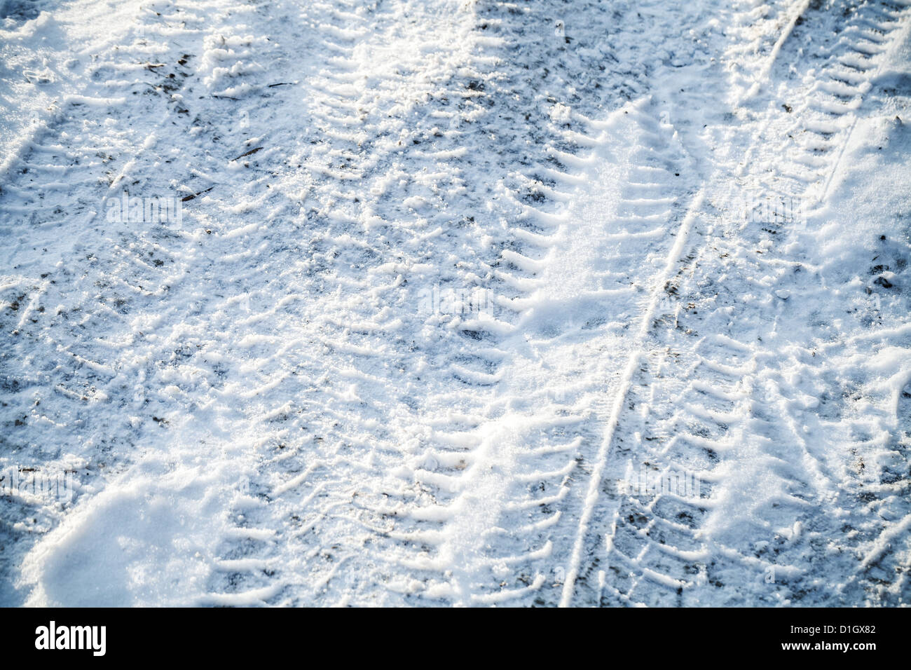Texture di sfondo di snowbound strada urbana Foto Stock
