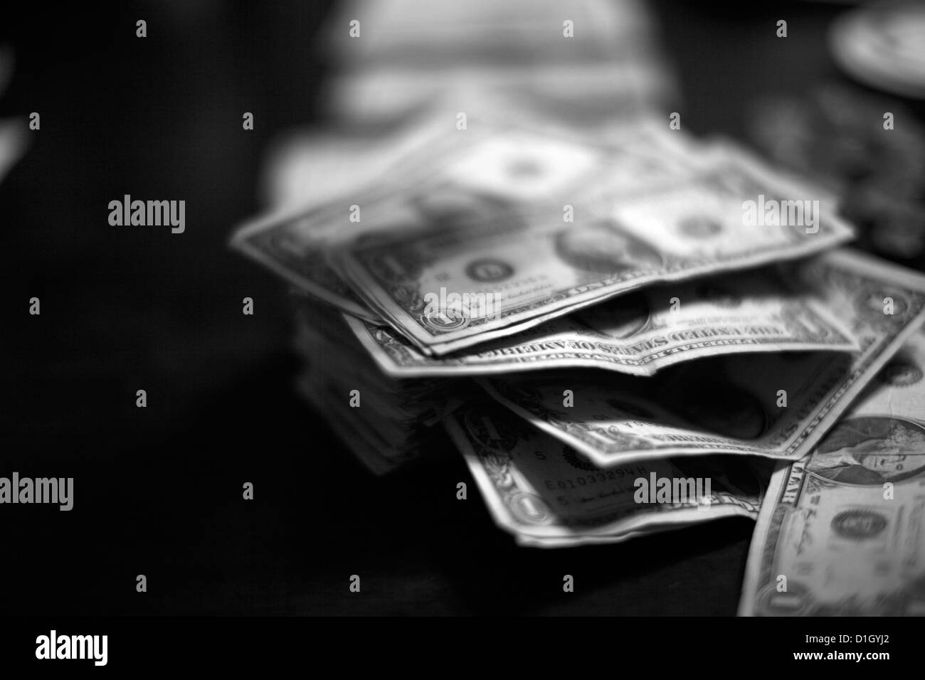 Pila della valuta statunitense. Foto Stock