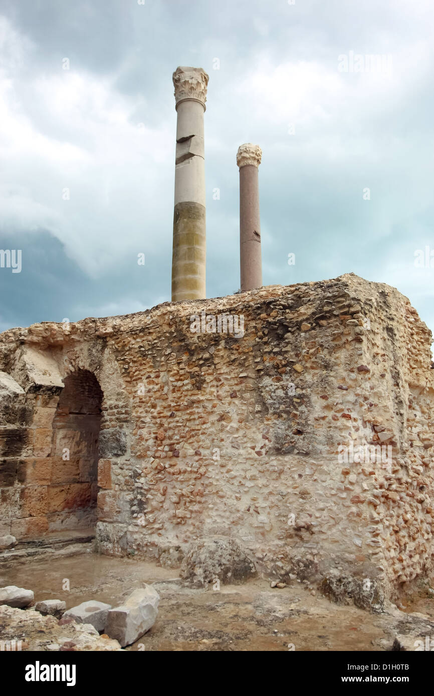 Rimane del Antonine bagni in Carthago, Tunisi, Tunisia, Foto Stock