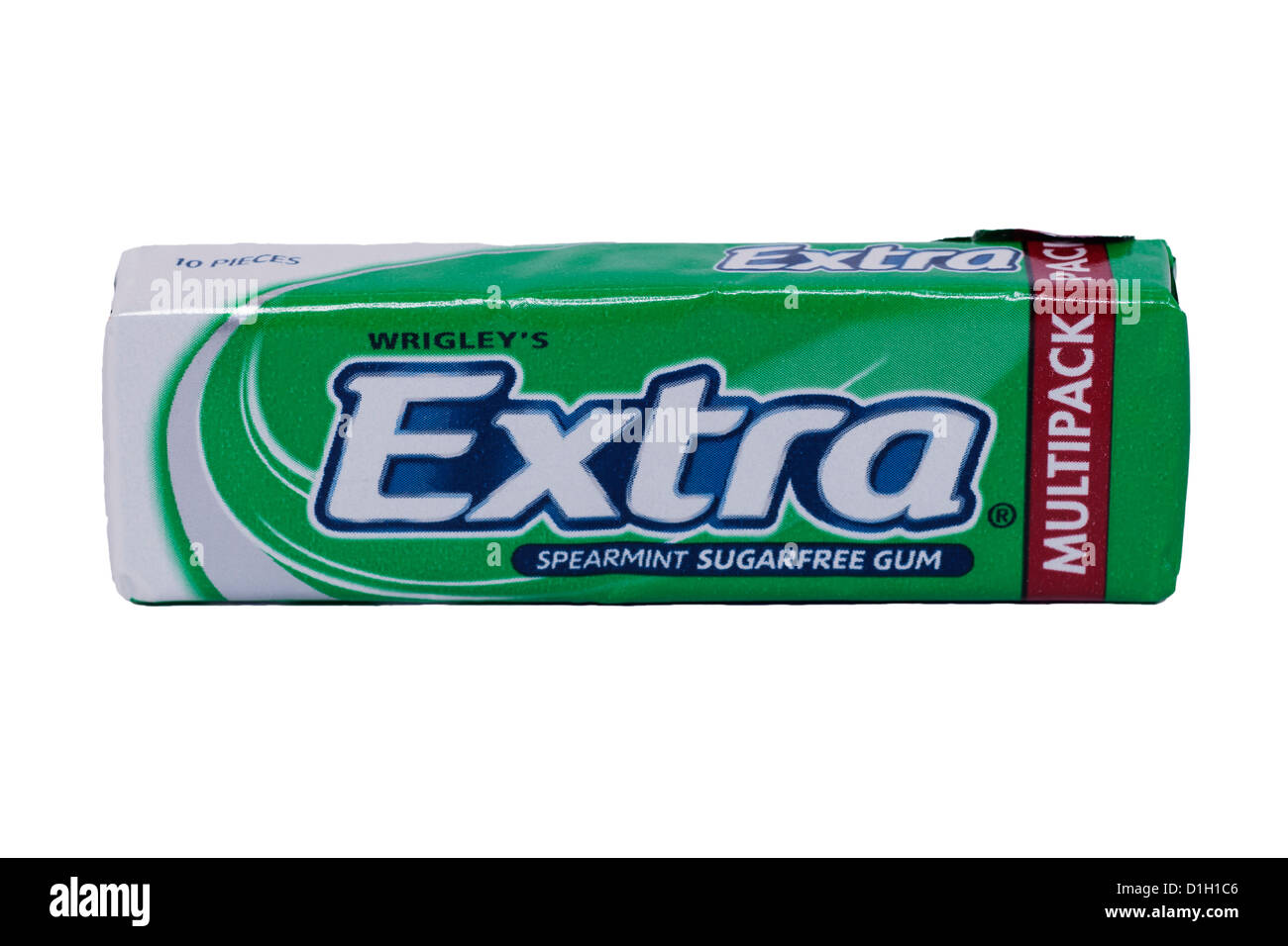 Un pacchetto di Wrigley Extra della menta verde sugarfree chewing gum su sfondo bianco Foto Stock