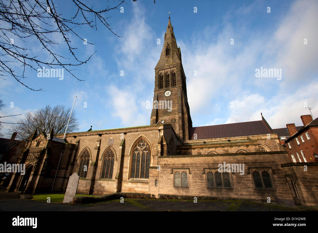 Cattedrale di Leicester, situato molto vicino a Greyfriars dove il corpo del Richard il terzo potrebbe essere stato scoperto. Foto Stock
