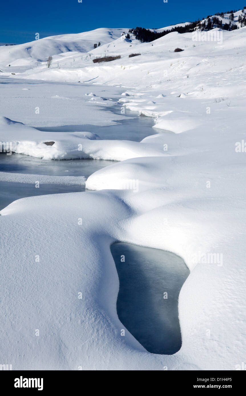 WY00171-00...WYOMING - congelati Lamar fiume nella valle di Lamar del Parco Nazionale di Yellowstone. Foto Stock