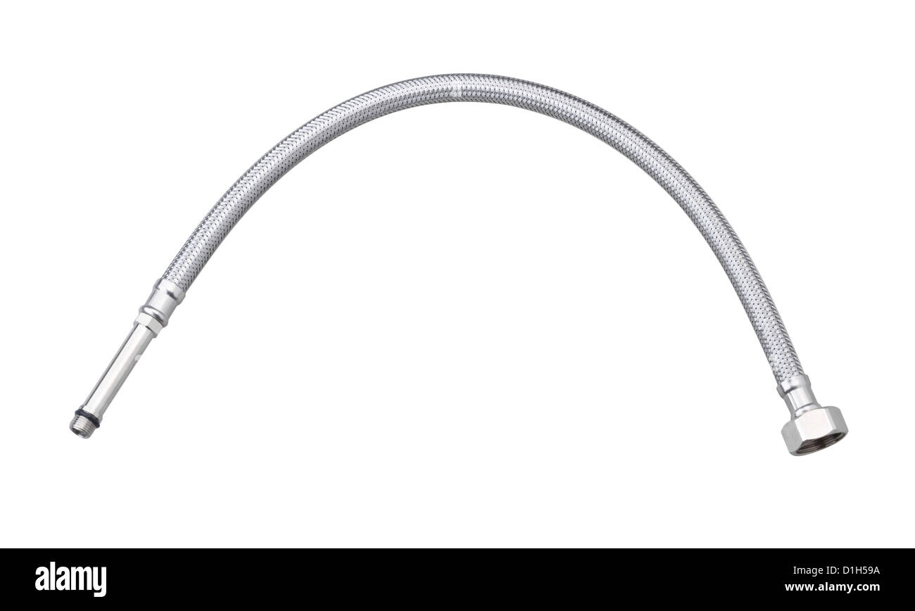 Il tubo flessibile di acqua il tubo accessorio sanitario isolato Foto Stock