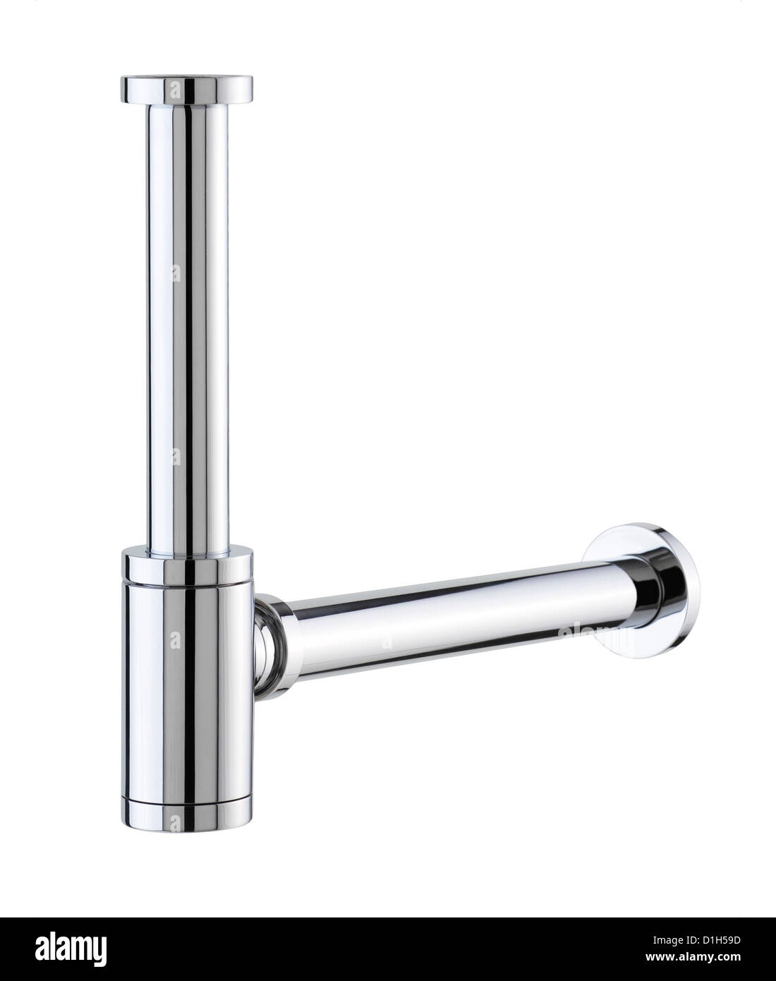 Alluminio cromato rubinetto acqua rifiuti tubo di drenaggio Foto Stock