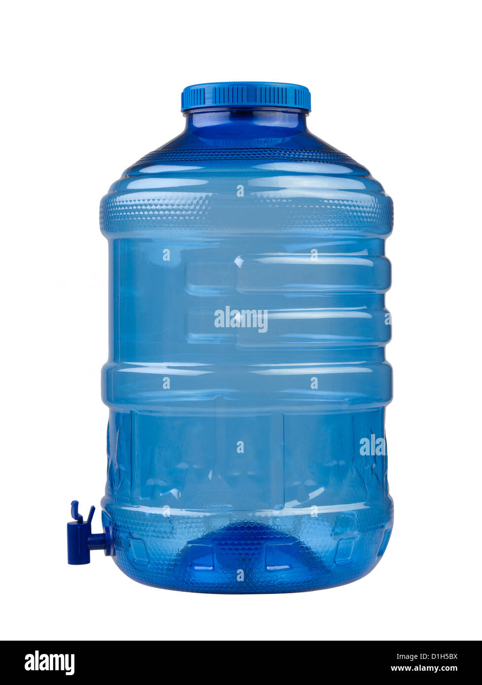 Vuoto azzurro acqua potabile contenitore isolato su sfondo bianco Foto Stock