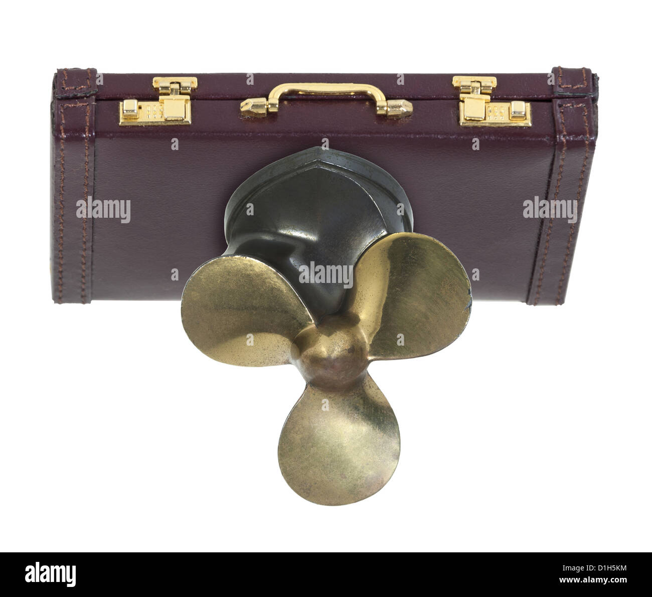 Valigetta in pelle con un propulsore per mantenere il business in movimento - percorso incluso Foto Stock