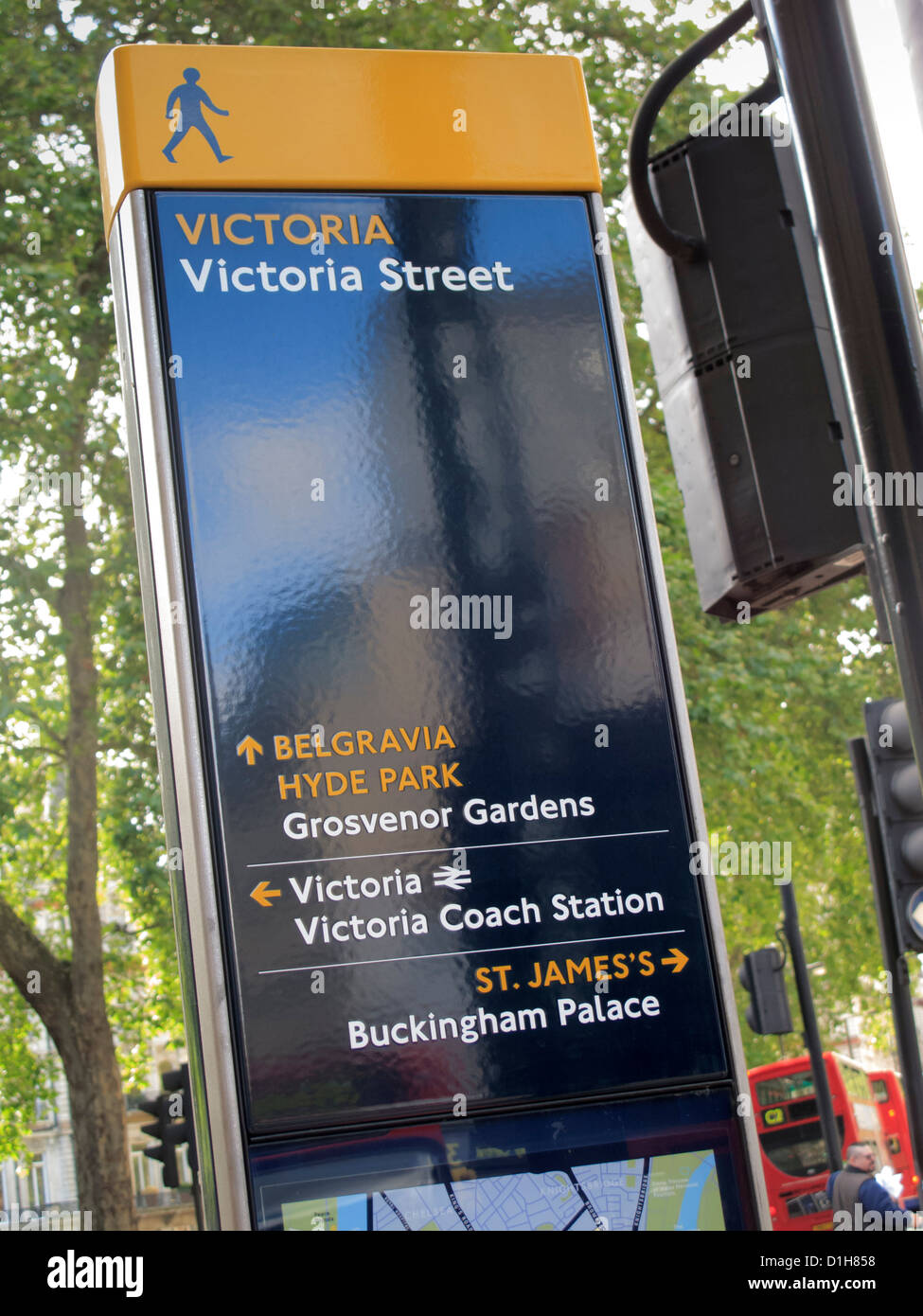 Informazioni, segnaletica, Londra, Inghilterra (Victoria Belgravia Hyde Park St James's) Foto Stock