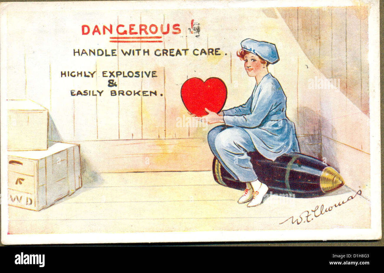 La guerra mondiale una cartolina di San Valentino da un munitionette Foto Stock