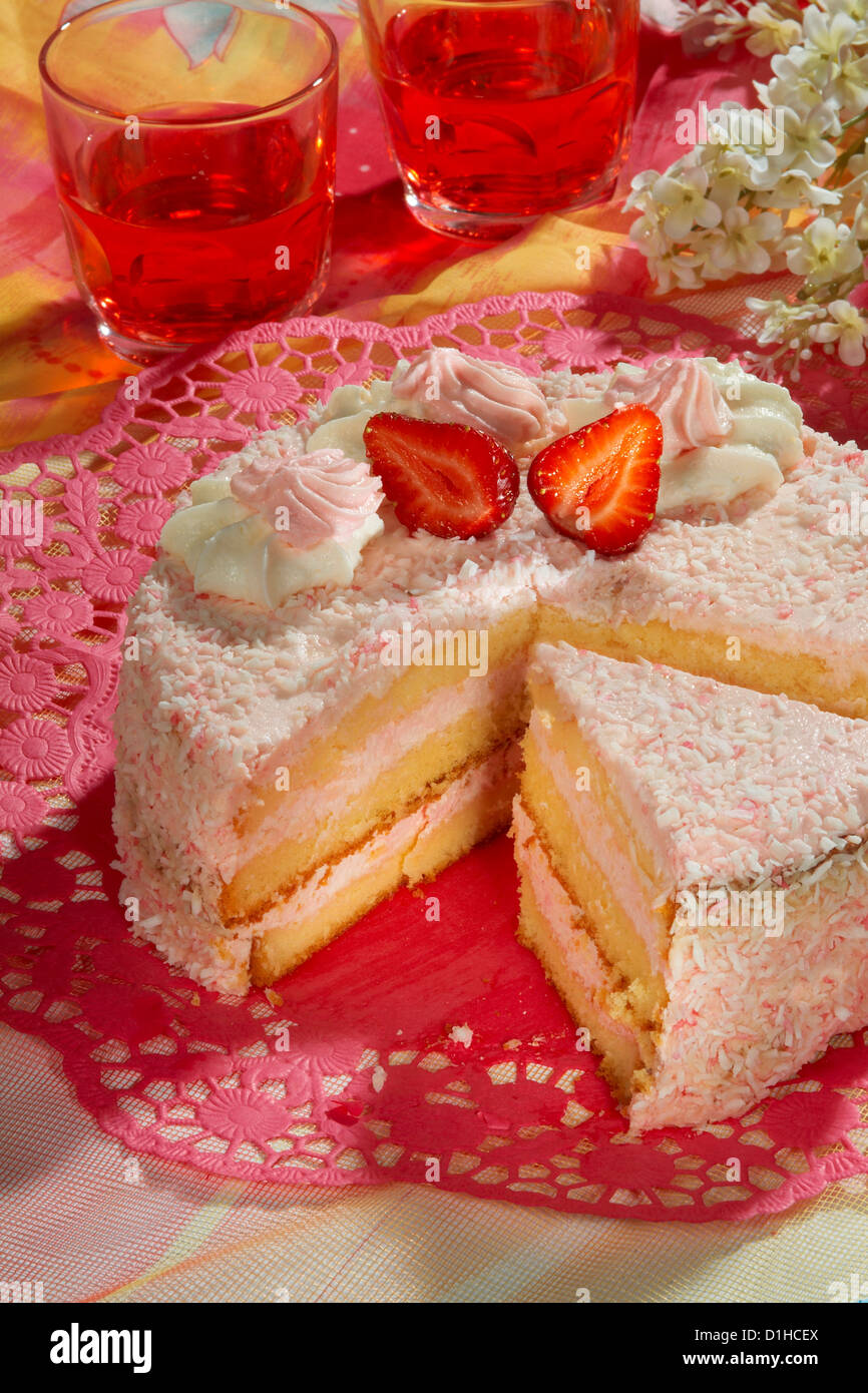 Fragola crema torta Foto Stock