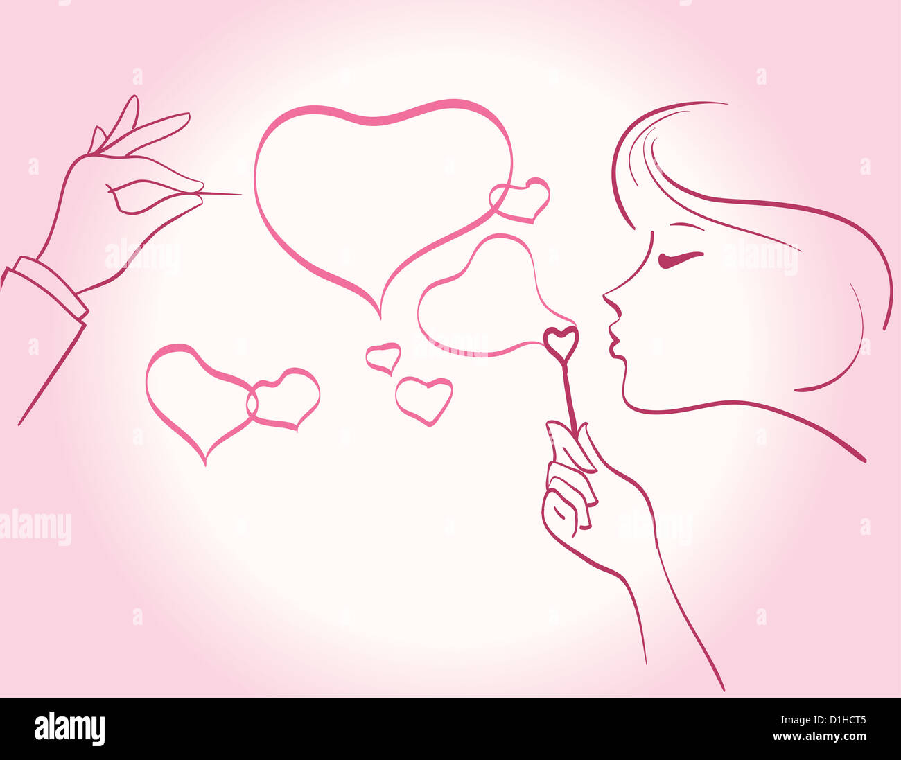 Mano e ago le donne devono far fronte a bolle di sapone Foto Stock