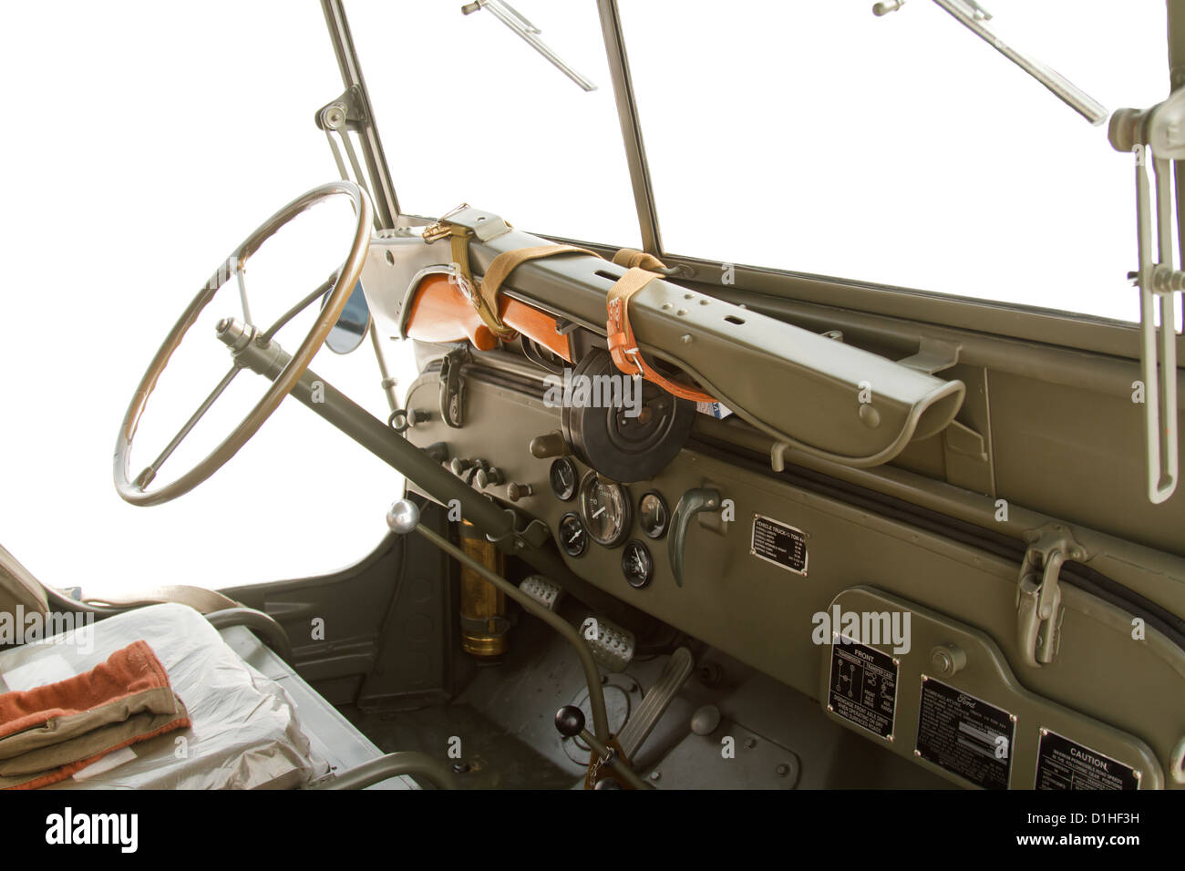 Close up di vintage vecchi combattimenti jeep WILLYS WWII American 1944, FORD GPW Foto Stock