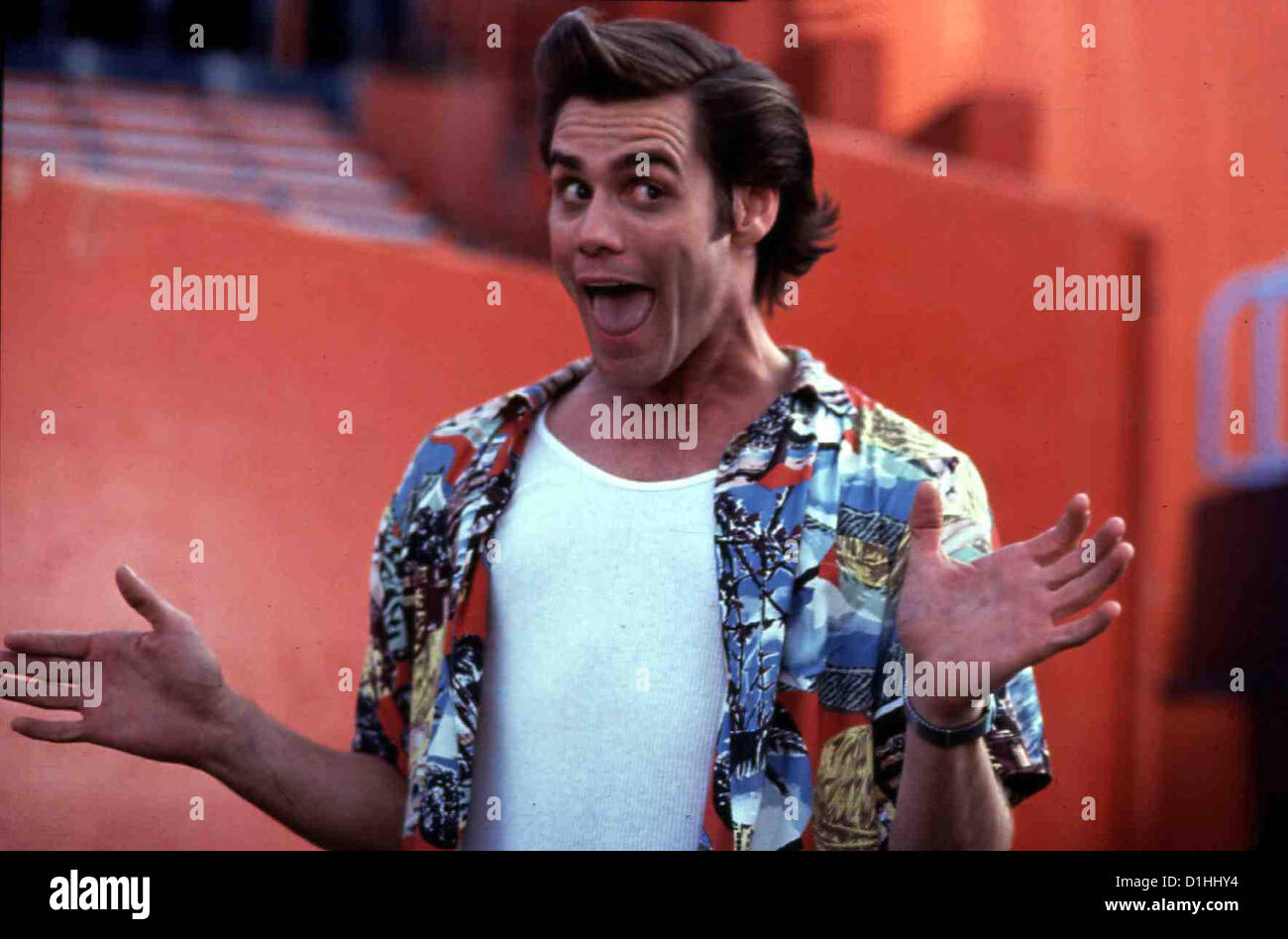 Ace Ventura - Ein Tierischer Detektiv Ace Ventura - Pet Detective Ace Ventura (Jim Carrey) *** Caption locale *** 1994 WB, Foto Stock