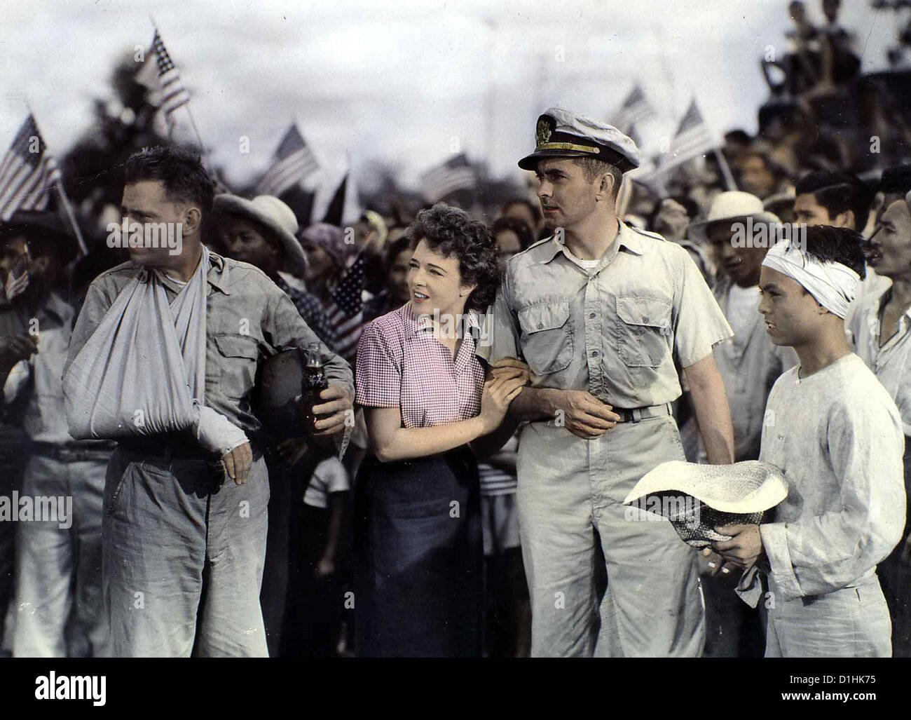 Der detenute Von Mindanao American guerriglia nelle Filippine, Tyrone Power (r.), Tom Ewell, Micheline Presle.Caption locale *** Foto Stock