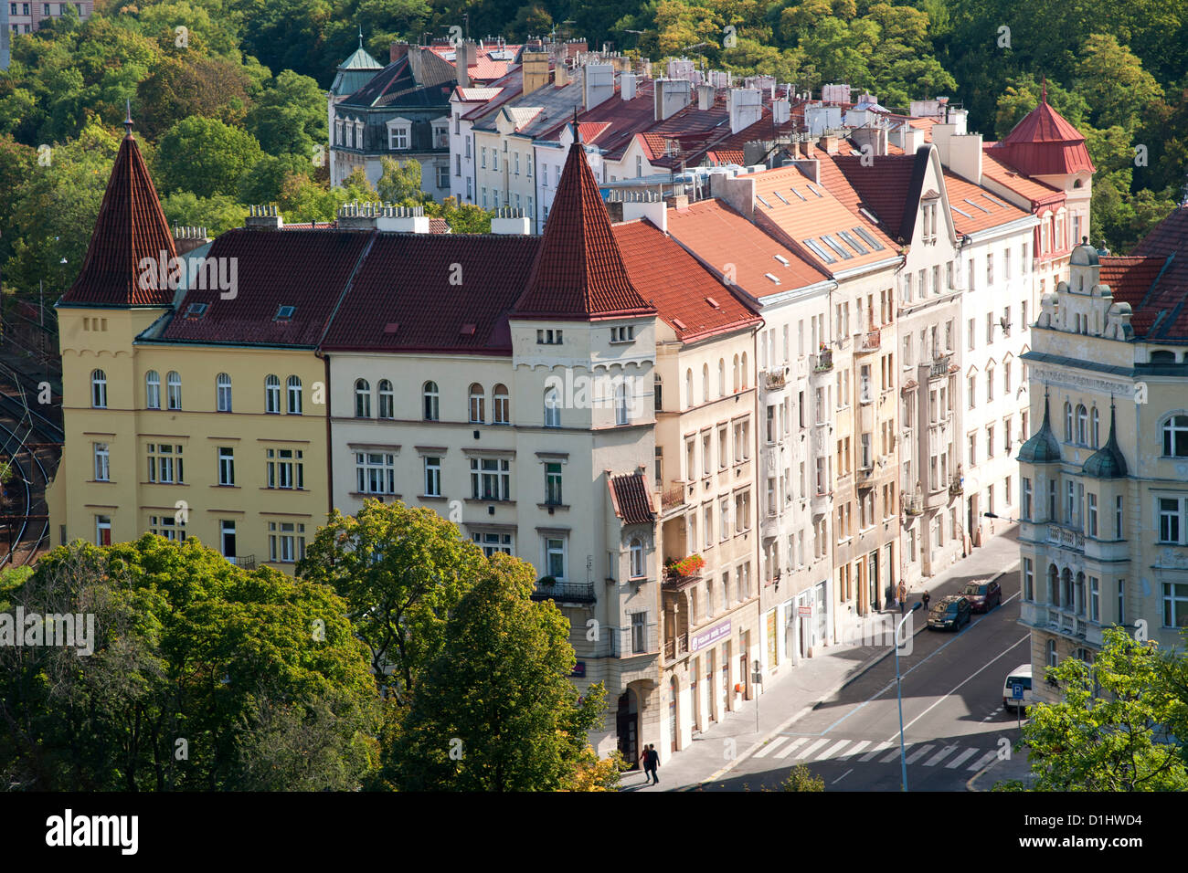 Vista del nuovo quartiere della città edifici a Praga, la capitale della Repubblica ceca. Foto Stock