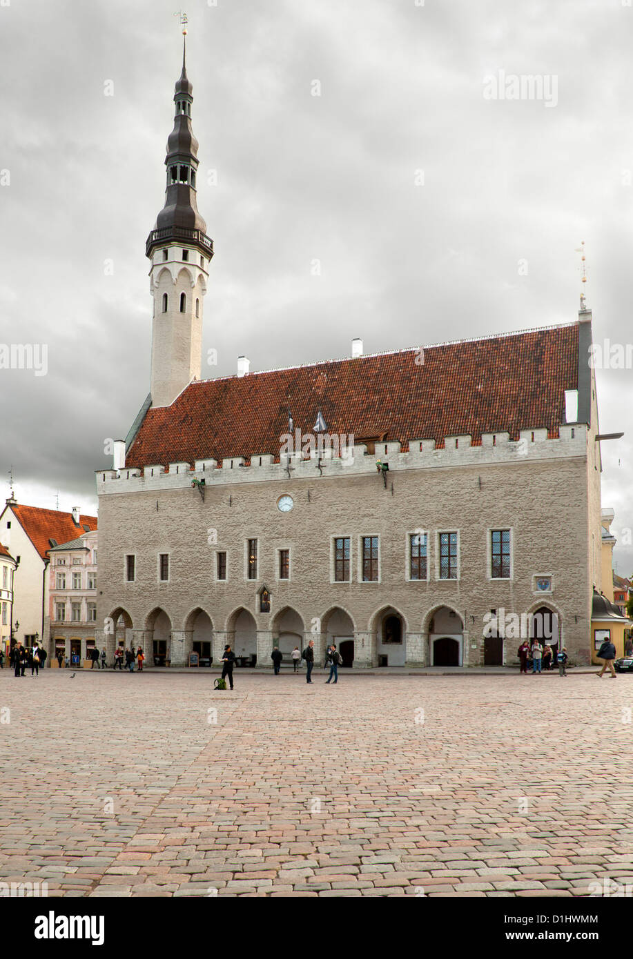 Tallinna Raekoda (Tallinn Municipio) sulla Raekoja Plats (Piazza Municipio) a Tallinn, la capitale dell'Estonia. Foto Stock