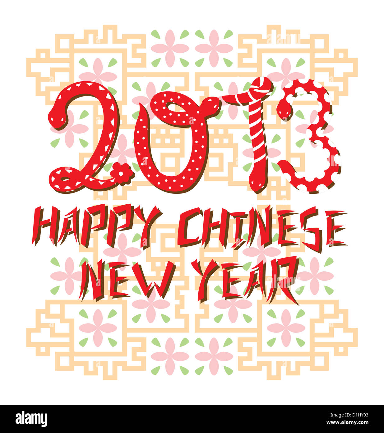 Design Tipografia di serpenti creando il numero 2013 per celebrare il cinese Anno del serpente con il cinese tradizionale come il modello bac Foto Stock