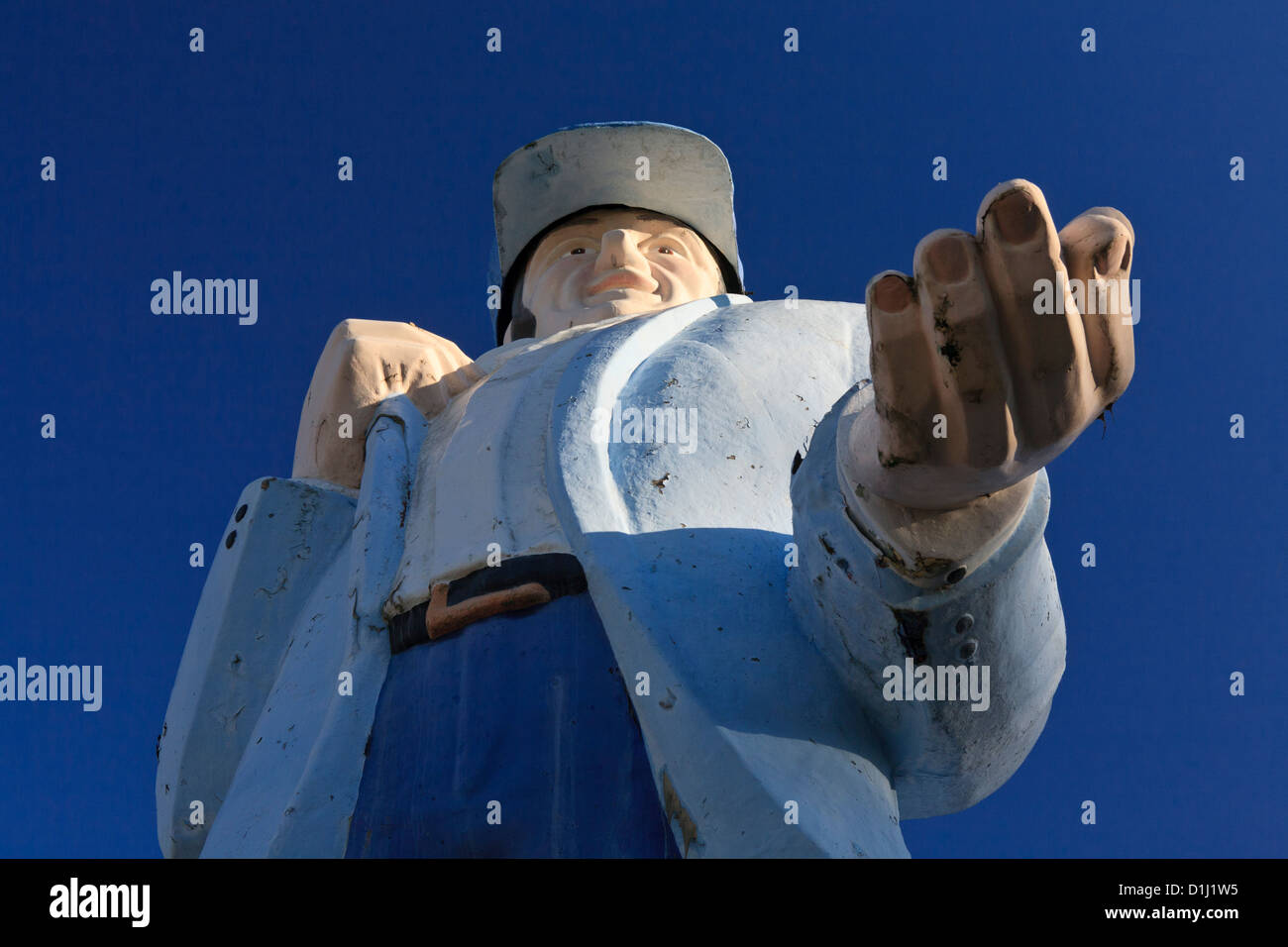 Ice-house uomo, 20 piedi statua nel nuovo castello, Indiana. Foto Stock