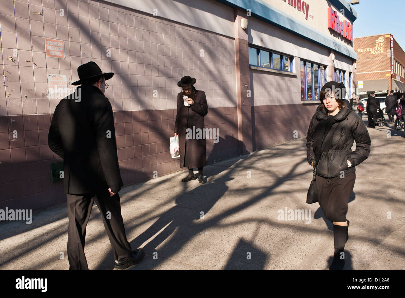 Ortodossi comunità ebraica di Borough Park, Brooklyn, New York Foto Stock