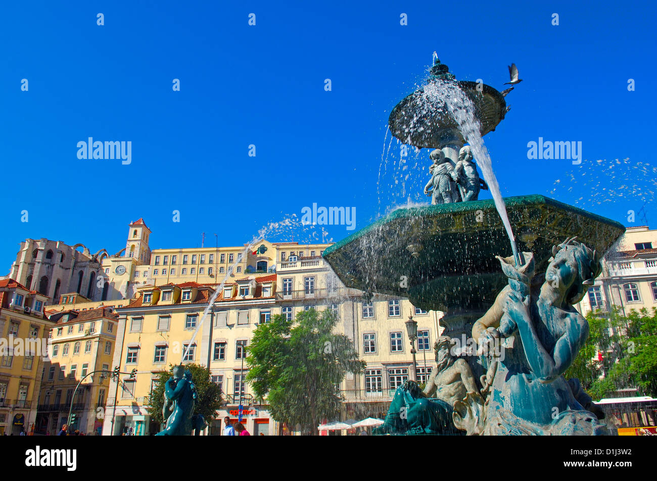 Lisbona, Dom Pedro IV Piazza Praça Dom Pedro IV, Igreja do Carmo, Do Carmo Chiesa, quartiere Baixa, Portogallo Foto Stock