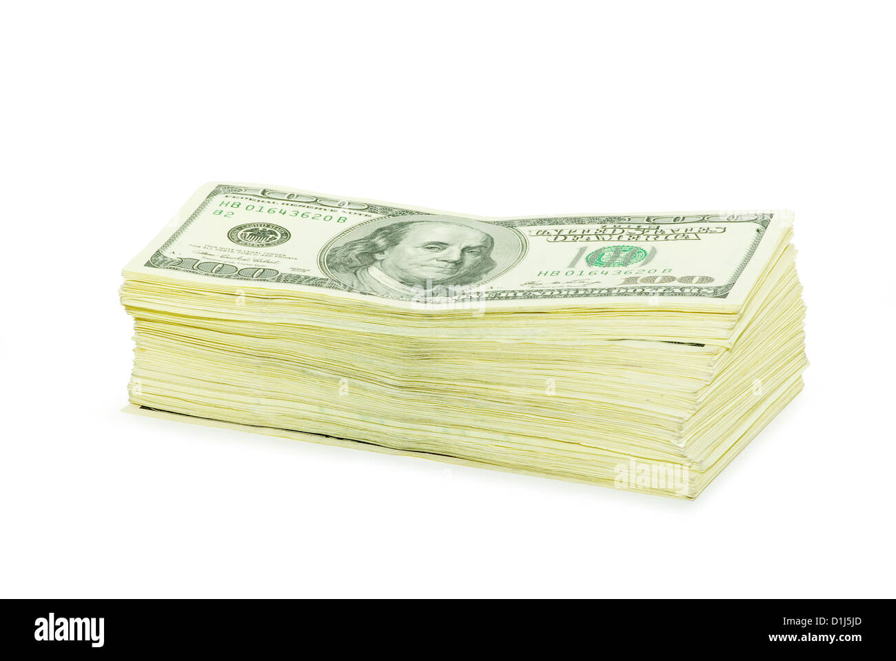 Stock di denaro isolato su sfondo bianco Foto Stock
