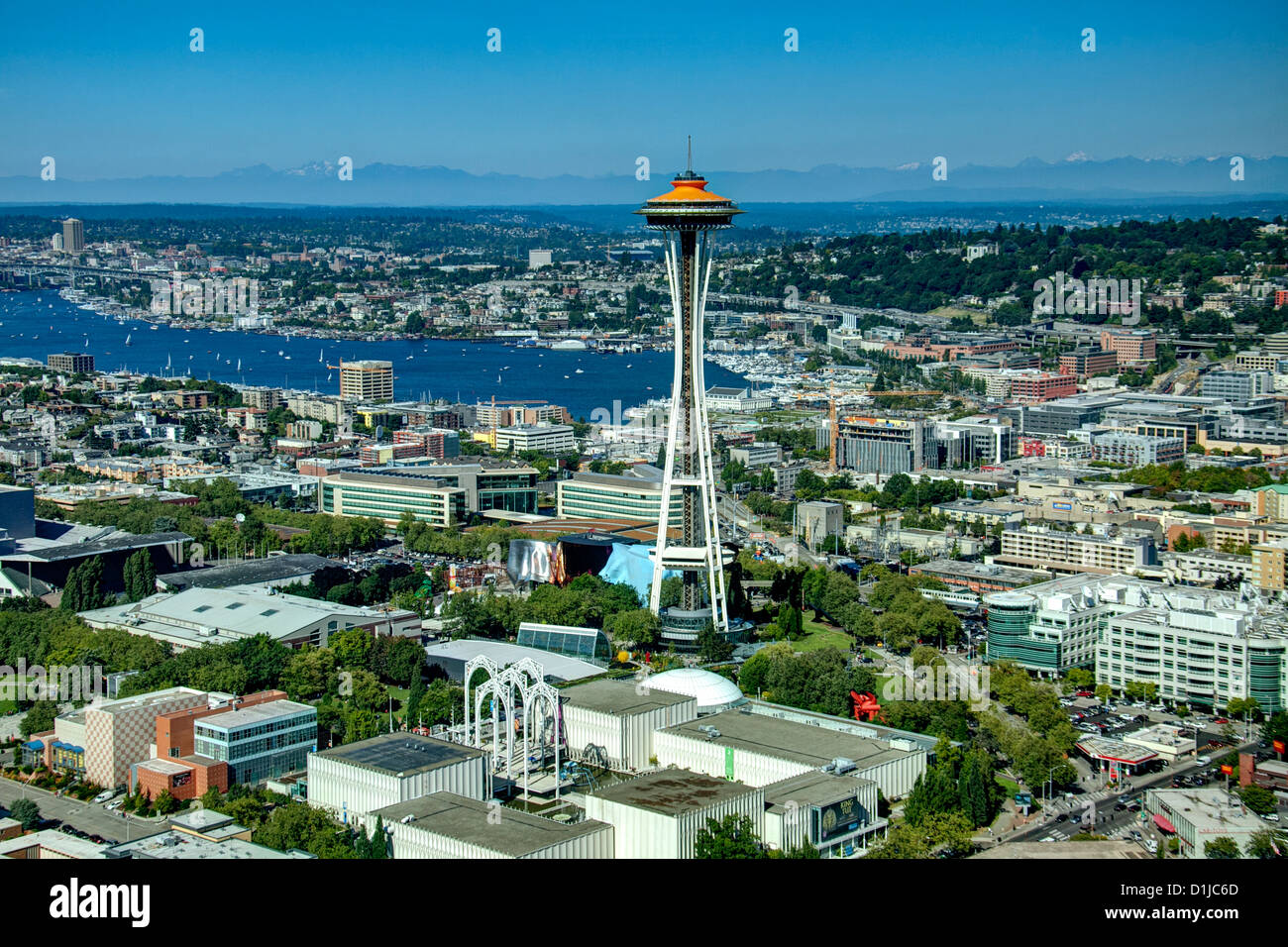 Foto aerea di Space Needle, Seattle, Washington Foto Stock