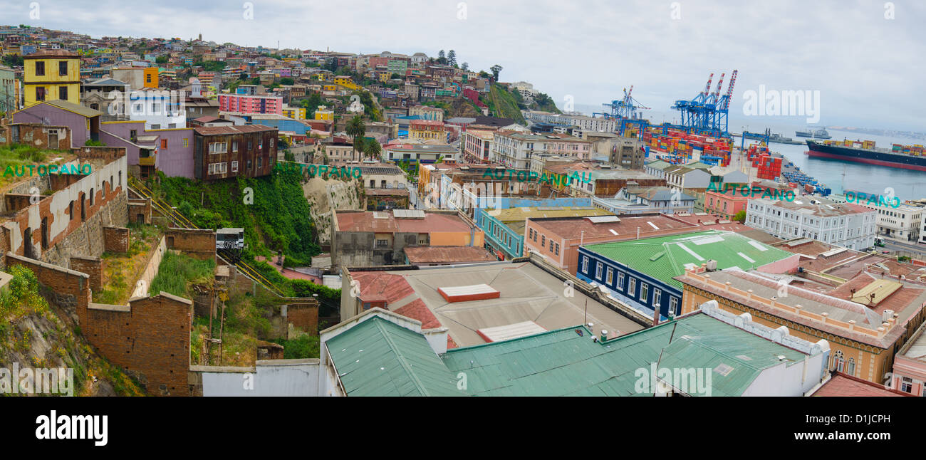 Panorama di Valparaiso, Cile Foto Stock