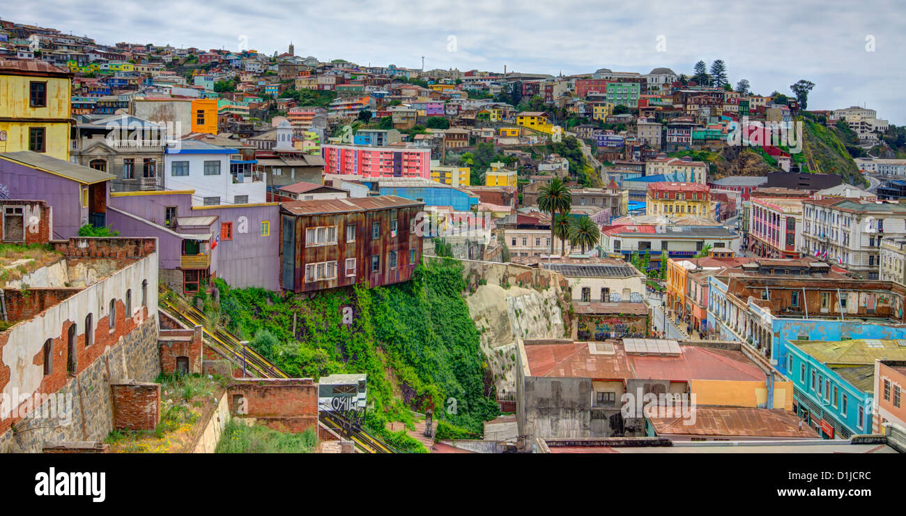 Panorama di Valparaiso, Cile Foto Stock