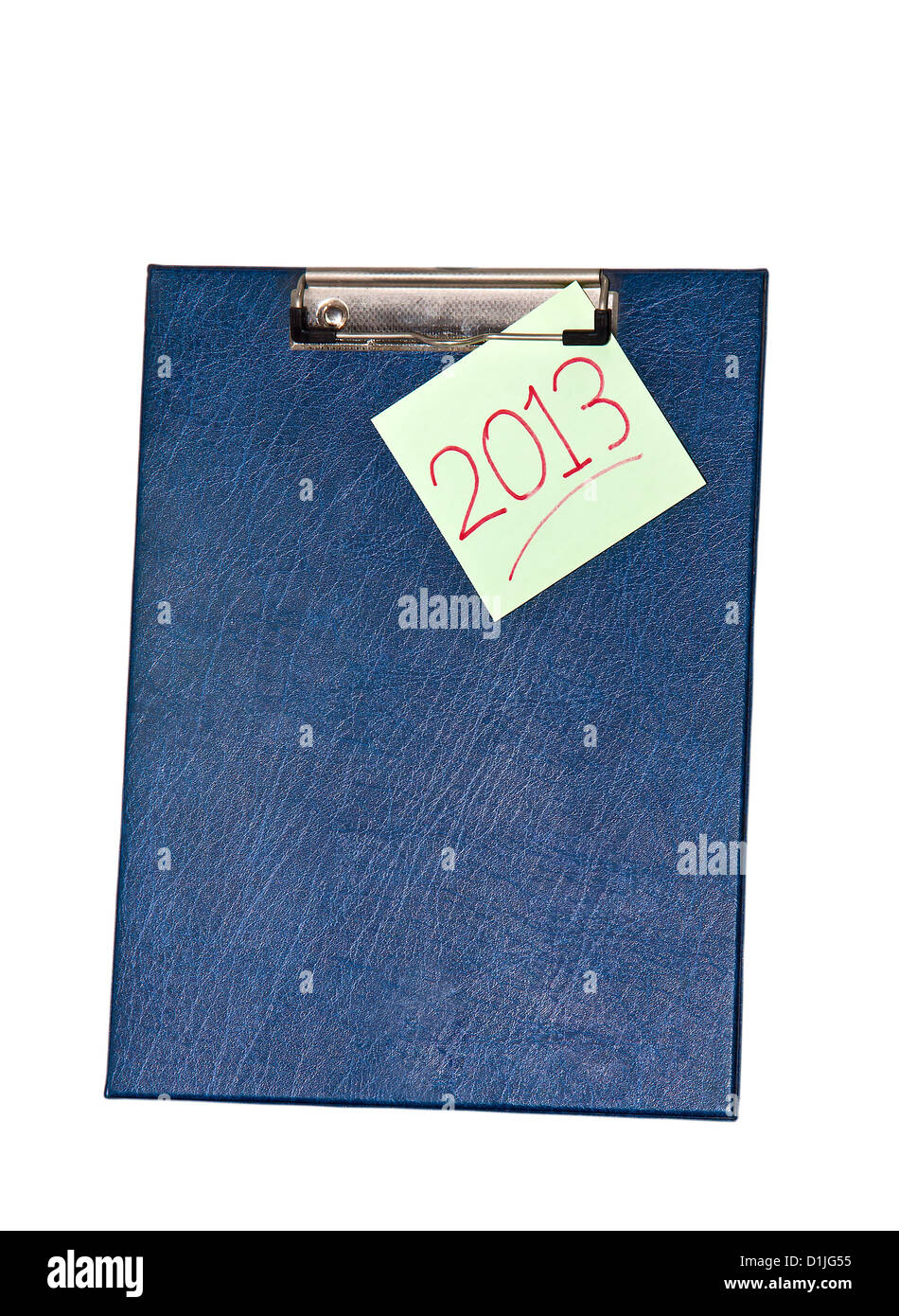 Messaggio '2013 ' in una nota su clip board. Foto Stock