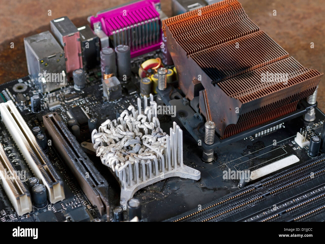 Scheda principale del dettaglio con fuso dissipatore di calore Foto Stock