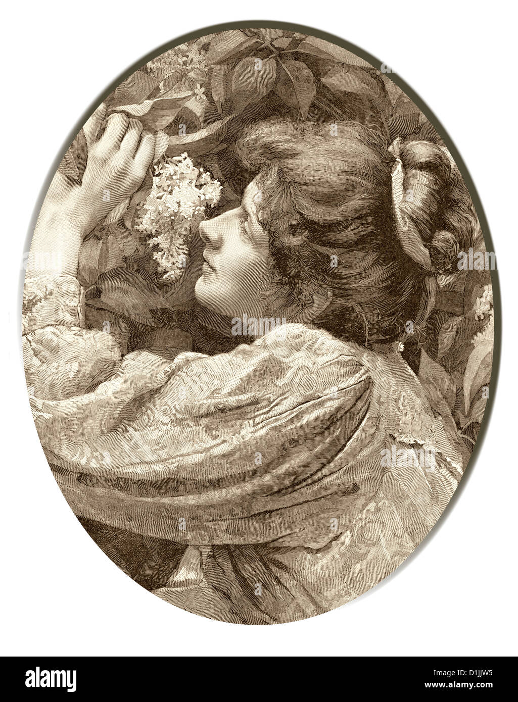 Giovane donna maleodoranti lillã bianco, circa 1894, Foto Stock