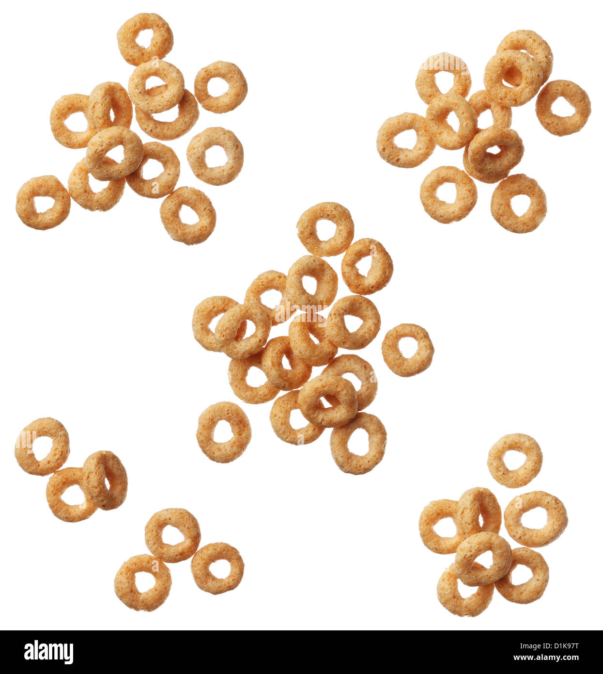 Cheerios cereale isolati su sfondo bianco Foto Stock