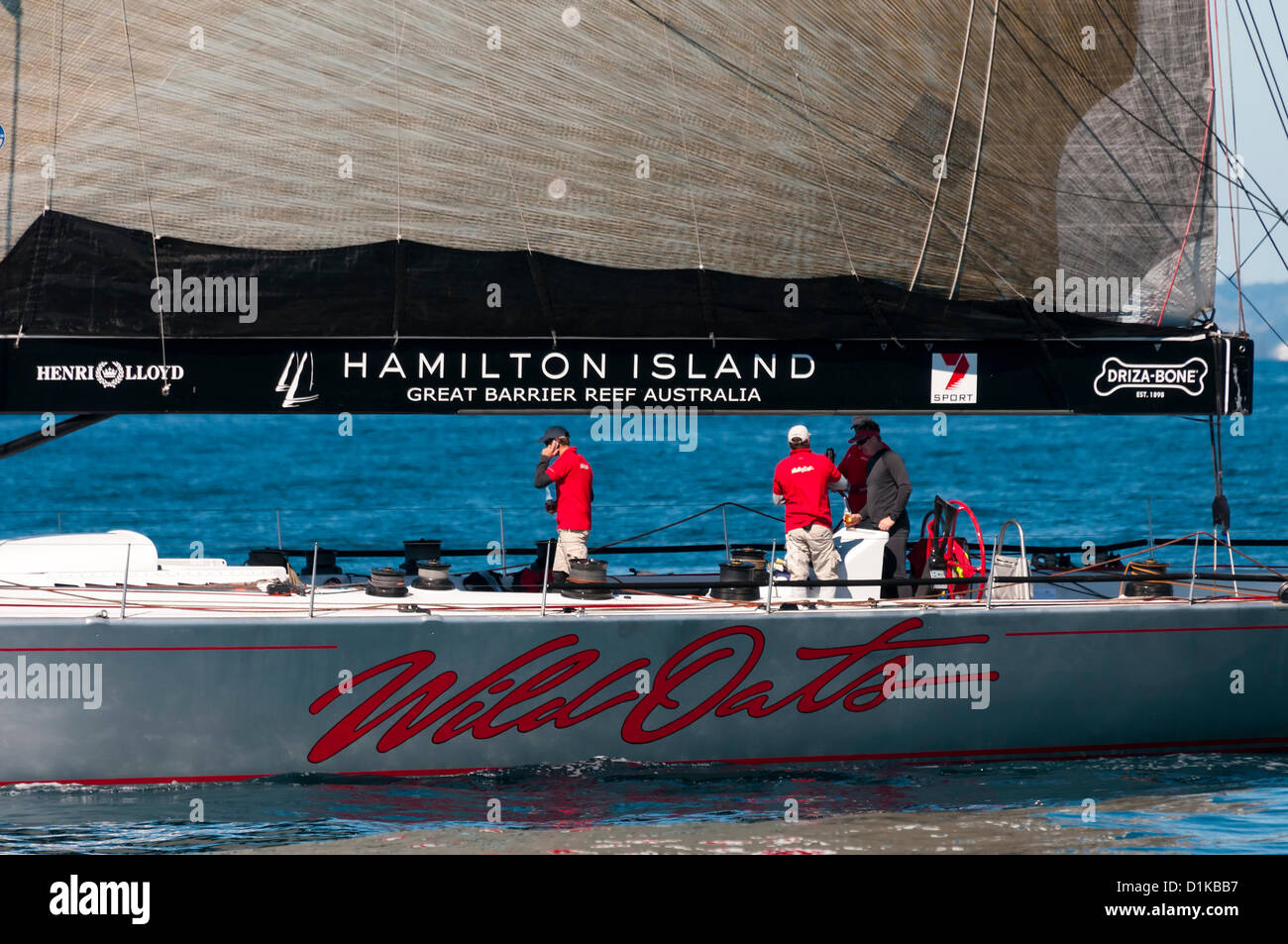 Wild Oats XI sulla Gold Coast, Australia 2012. Pratica vela per la Sydney Hobart Yacht Race. Foto Stock