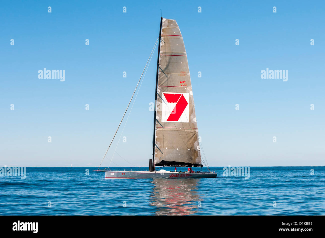 Wild Oats XI sulla Gold Coast, Australia 2012. Pratica vela per la Sydney Hobart Yacht Race. Foto Stock