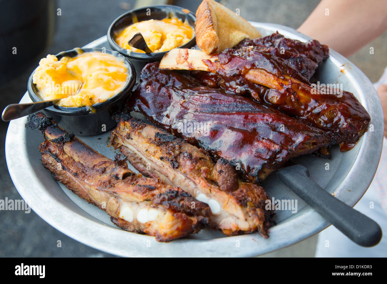 Tre tipi di BBQ Ribs, brividi Ristorante a Homestead, Florida meridionale Foto Stock
