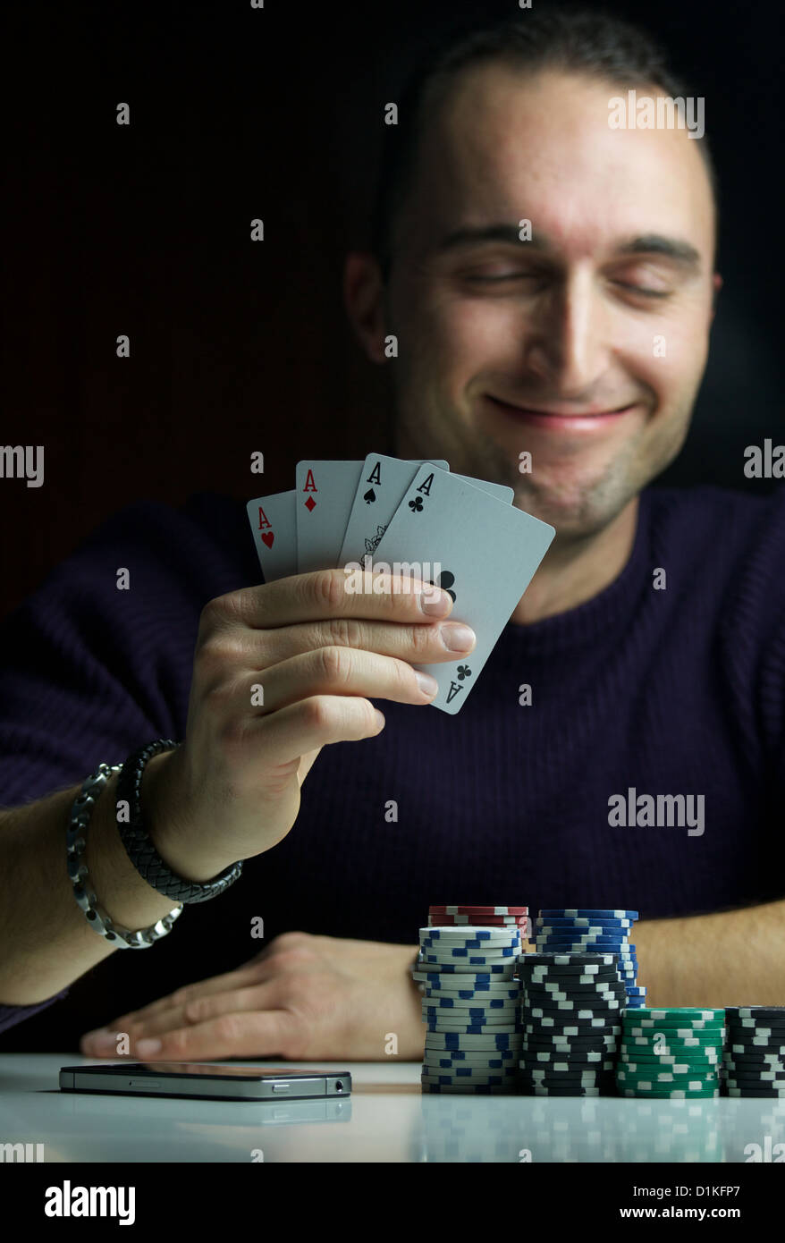 giocatore di poker Foto Stock