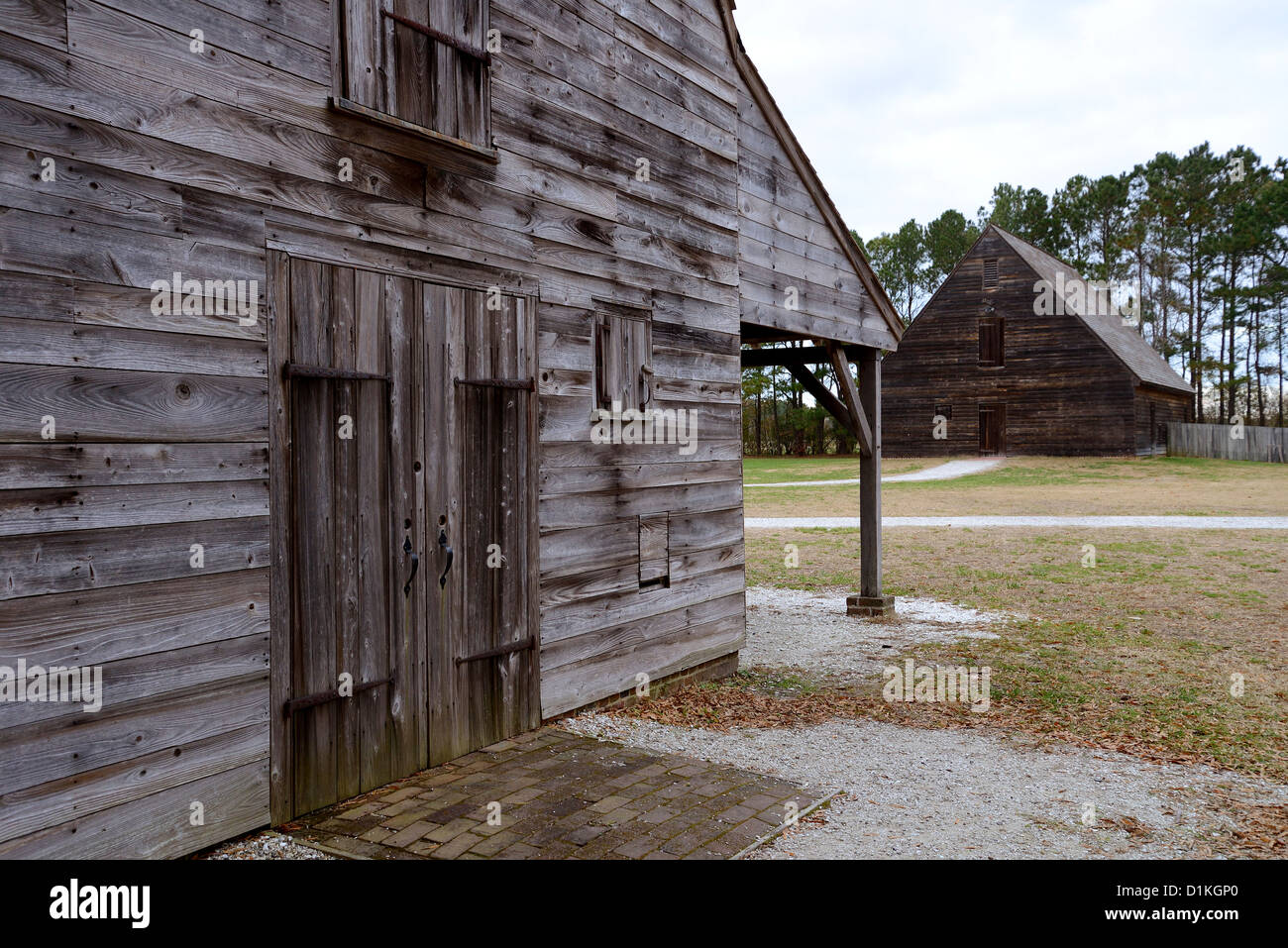 Il vecchio fienile in legno, Pemberton Park, Salisbury Maryland USA Foto Stock