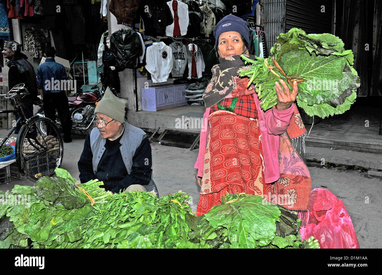 Mercato alimentare in street Kathmandu in Nepal Foto Stock