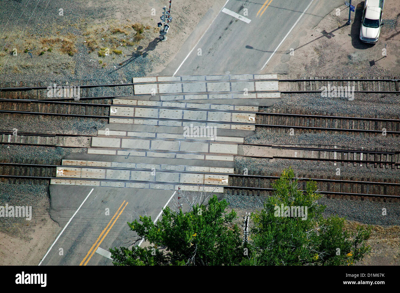 Fotografia aerea di attraversamento ferroviario Nebraska Foto Stock