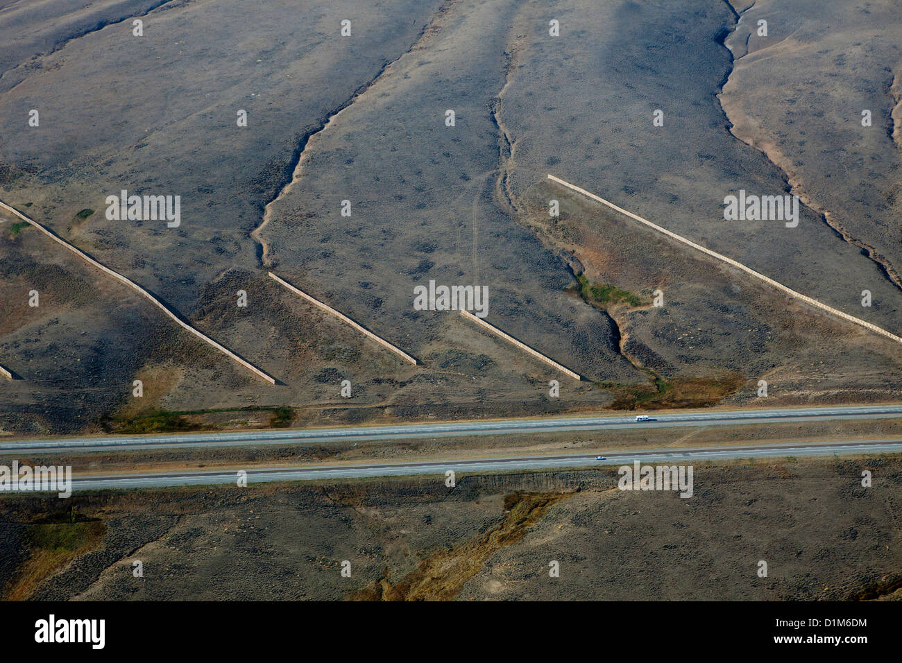 Fotografia aerea barriere fermaneve Interstate I 80 Wyoming meridionale Foto Stock