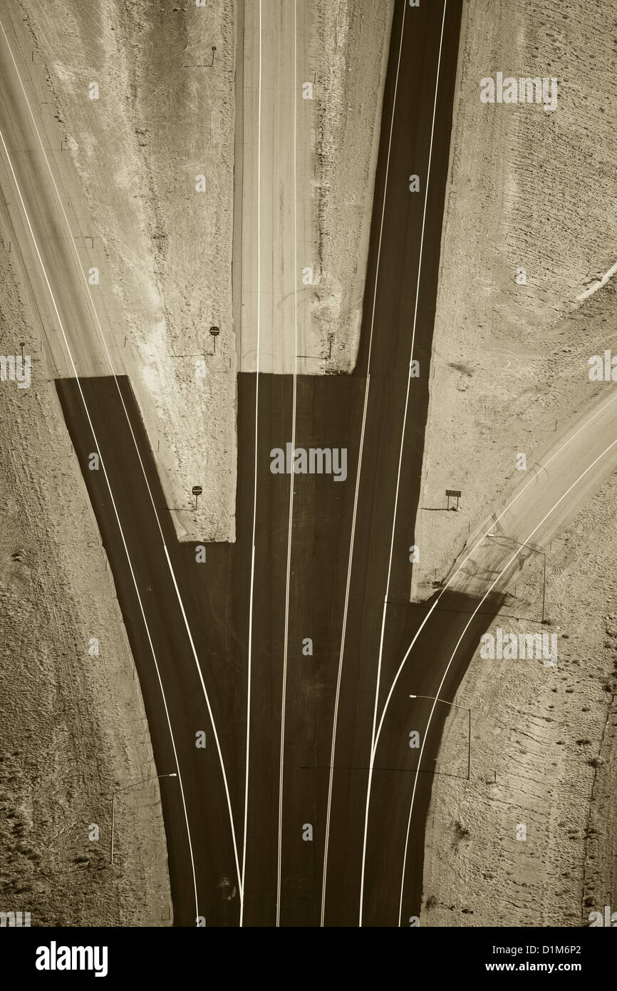 Fotografia aerea del progresso di pavimentazione Interstate I 80 Wyoming Foto Stock