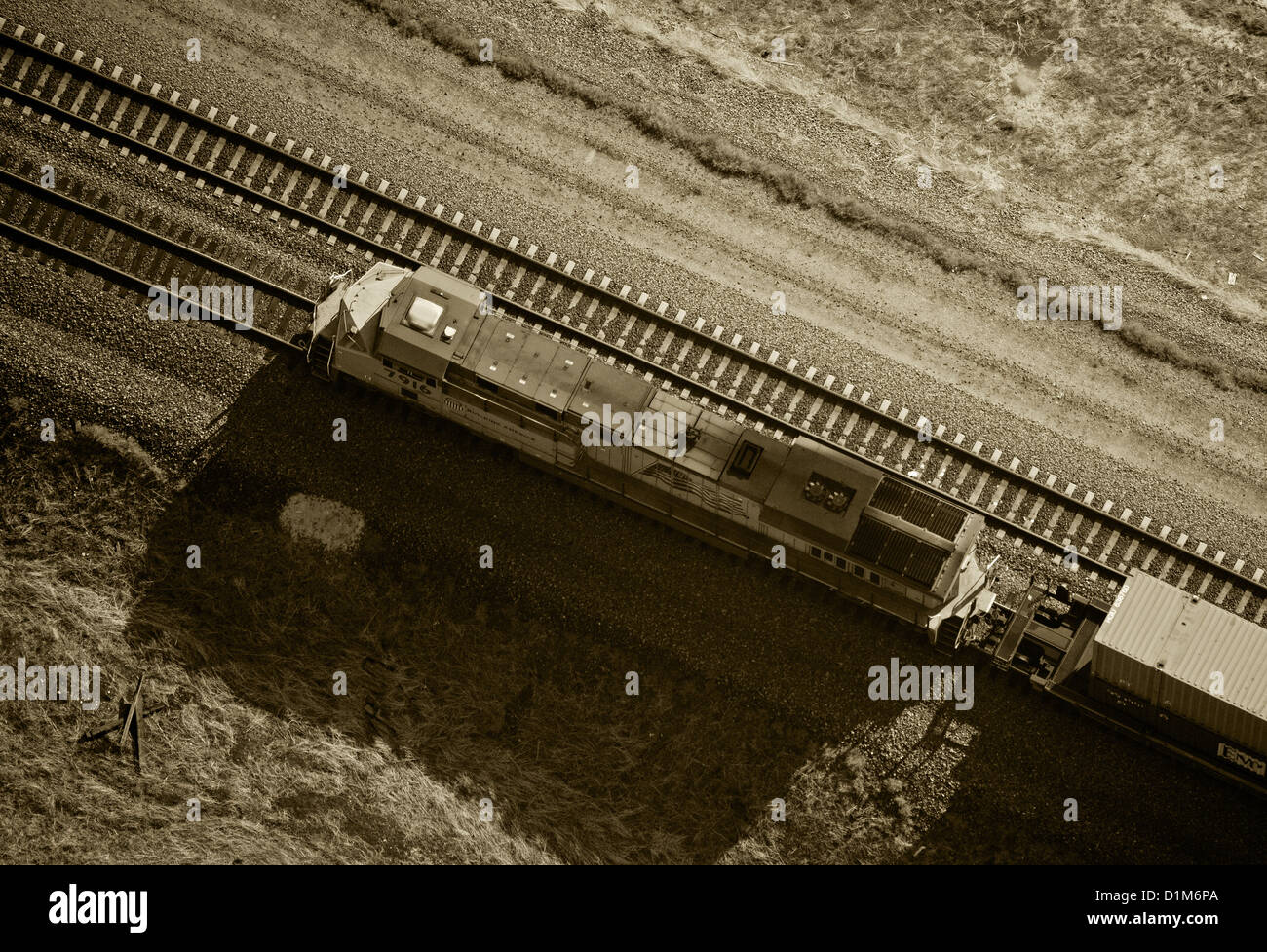 Fotografia aerea Unione diesel locomotiva pacifico Wyoming meridionale Foto Stock