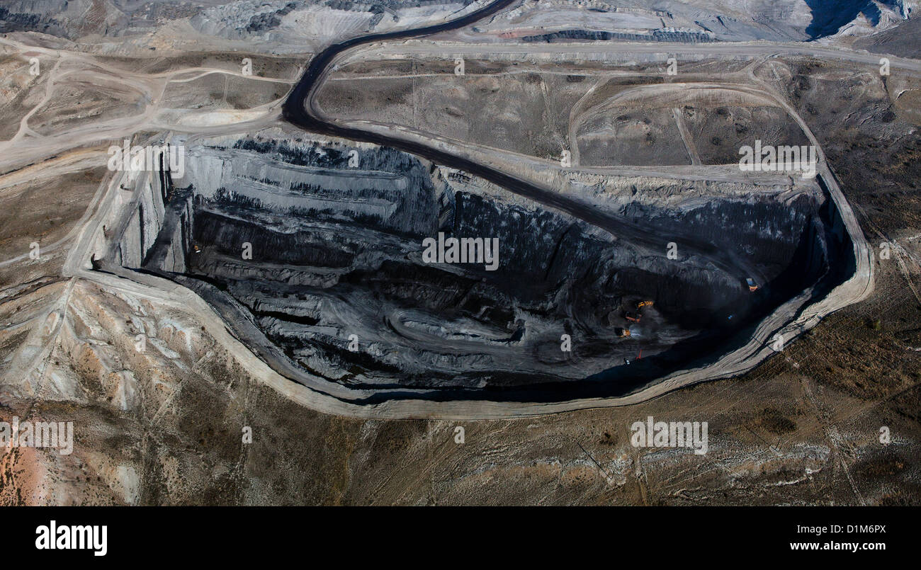 Fotografia aerea Kemmerer Fossa aperta miniera di carbone, Kemmerer, Wyoming Foto Stock